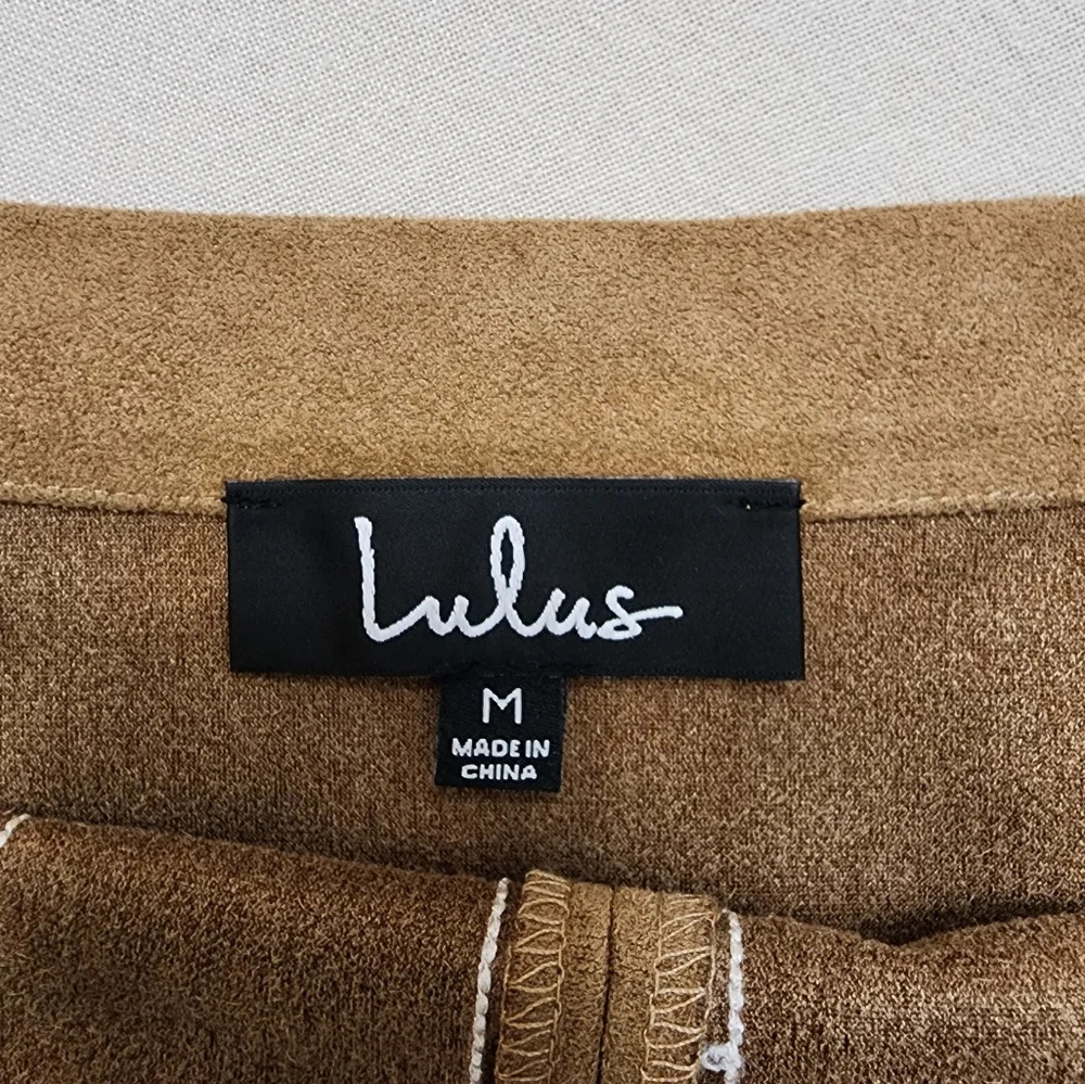 Lulus size M ornamental tan embroidered suede mini skirt - Picture 4 of 8